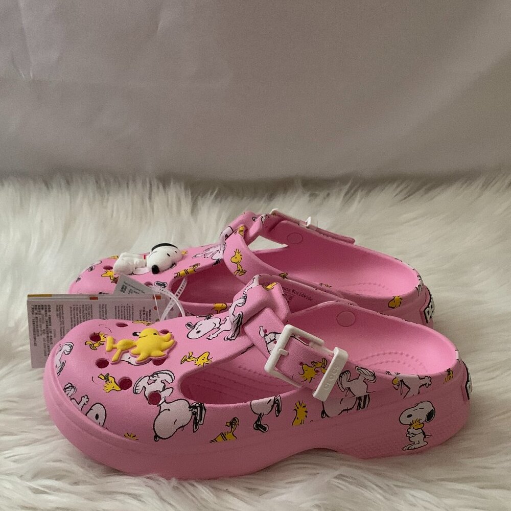 CROCS X PEANUTS Mary Jane Clog in Pink Sz Men 5/Women 7 - Picture 3 of 8